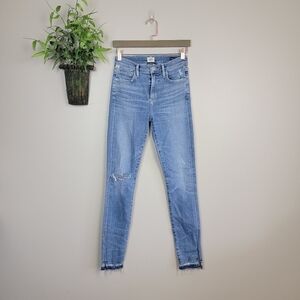 Citizens Of Humanity Rocket High Rise Skinny Distressed Light Wash Slit Jeans 25